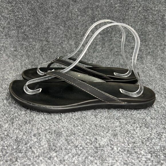 OluKia Ho‘opio Sandals Women's 9 Black Athletic Beach Summer Comfort Flip Flops - Picture 4 of 12